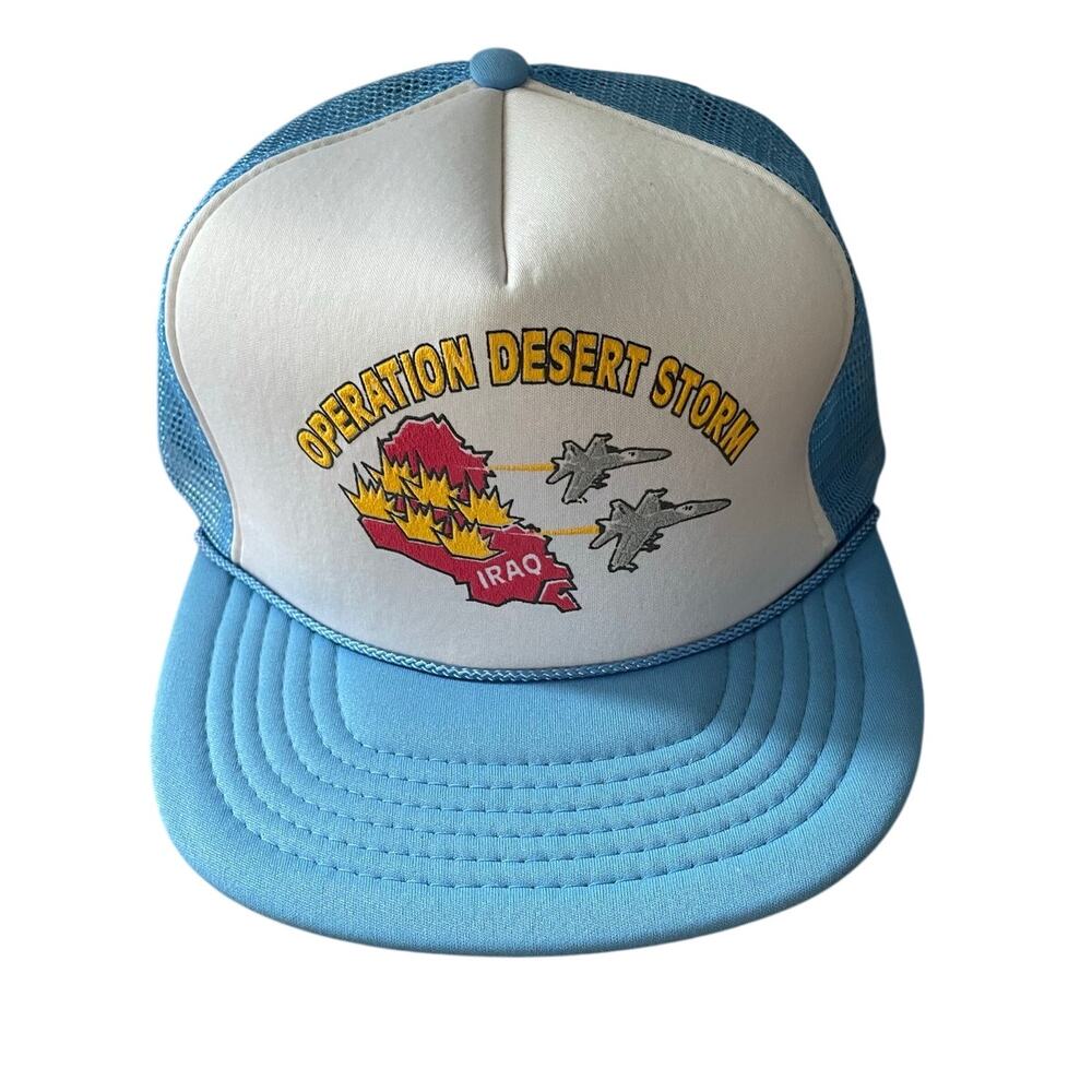 Retro 90s Operation Desert Storm Trucker Hat Blue/White OSFA